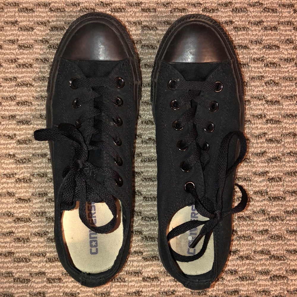 All black low top Converse
